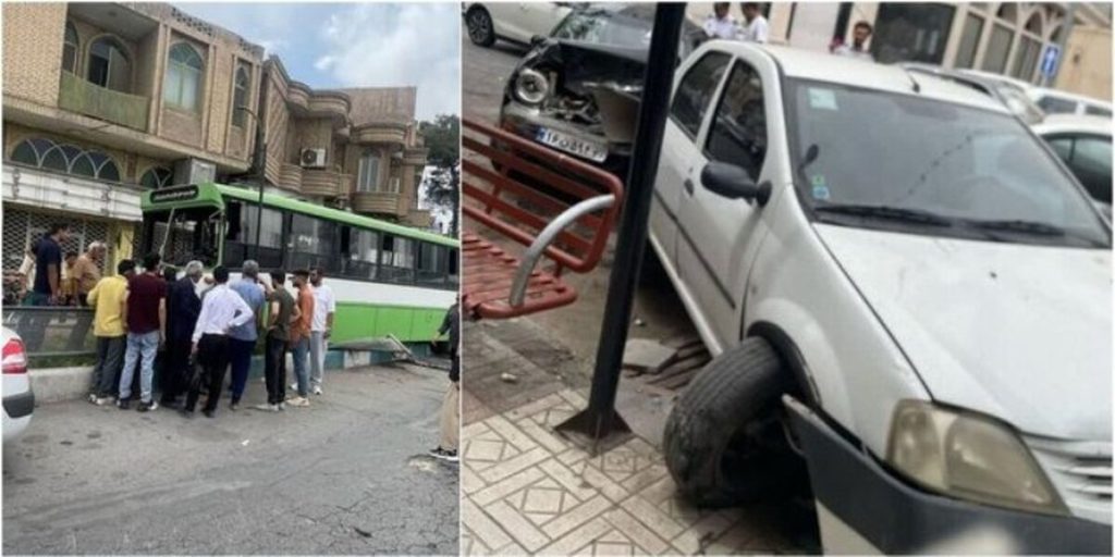 تصادف عجیب اتوبوس در کرمان به سبک GTA!