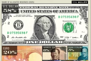 قدرتمندترین واحدهای پولی که به عنوان ذخایر ارزی جهانی نگهداری می‌شوند