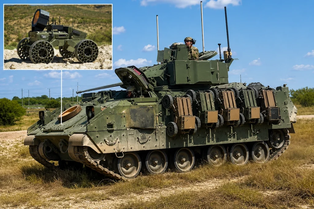 ارتش آمریکا نفربر زرهی M2A4 Bradley را به ربات‌های زمینی FireAnt مجهز کرد