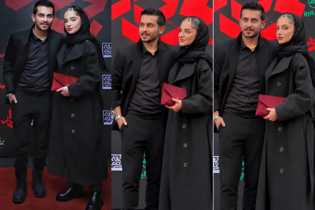 ارسلان قاسمی در اکران فیلم «بی‌دار» همراه با همسرش دیده شد