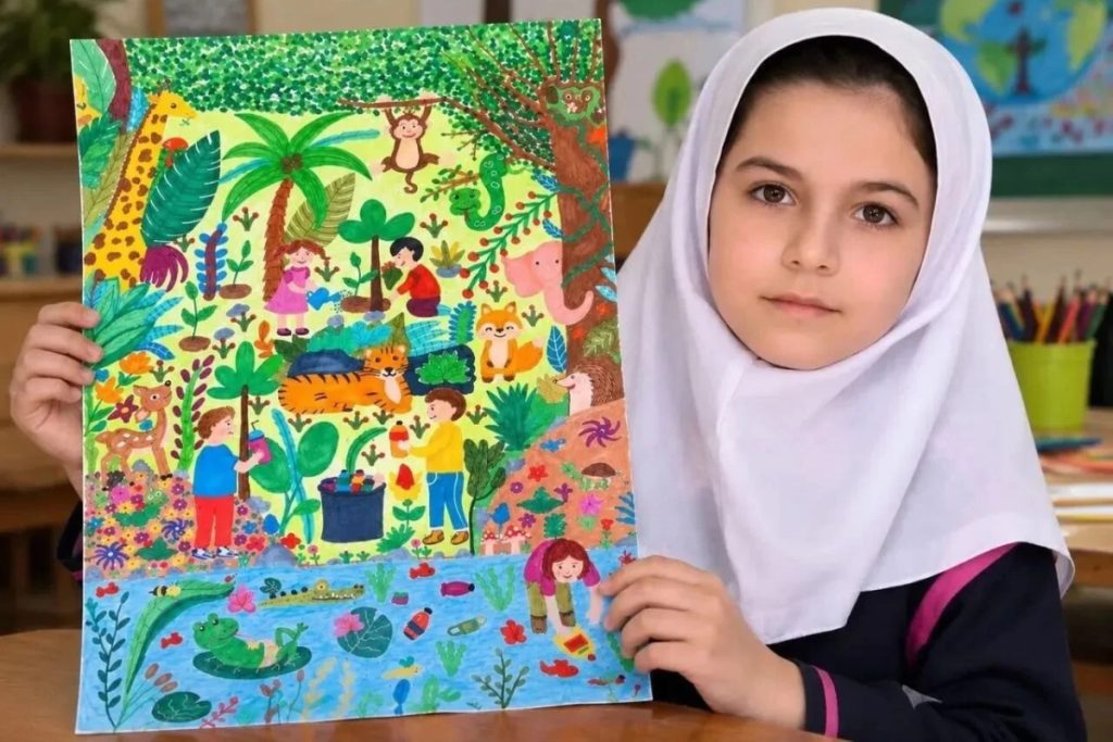 درخشش چهار کودک ایرانی در رقابت جهانی نقاشی؛ جایزه ویژه یونیسف به آیلین جوانبخت رسید